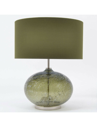 Lampe volcanique boule kaki verre 38x38x50cm