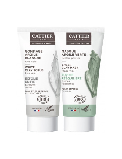 Lot Purifiant gommage et masque argile verte peaux grasses