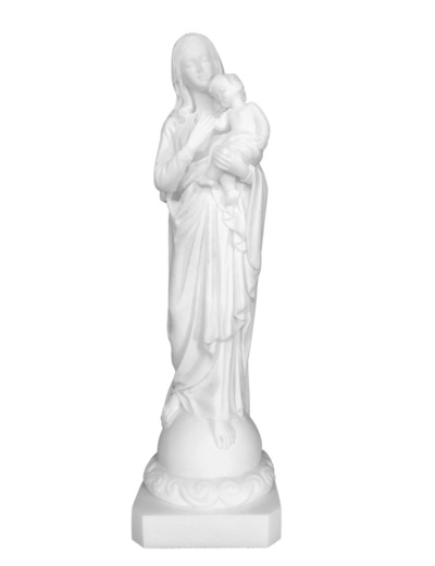 Vierge à l'Enfant- Statue en albâtre 24cm -Blanche