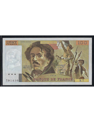 FRANCE 100 FRANCS DELACROIX 1978 SERIE N.7 SPL