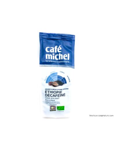 Café d'Éthiopie Doux Décaféiné Moulu Bio 250g