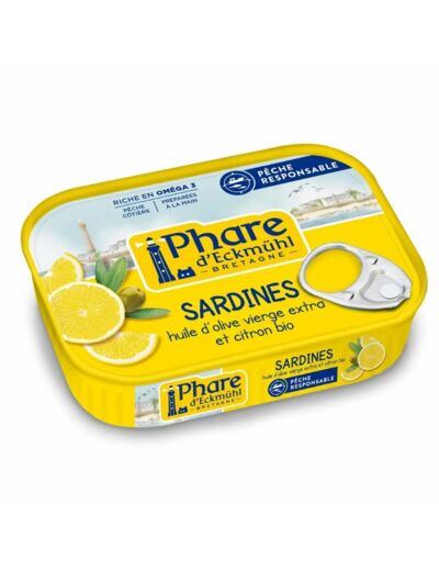 Sardines au Citron et huile d'Olive bio-135g-Phare d'Eckmühl