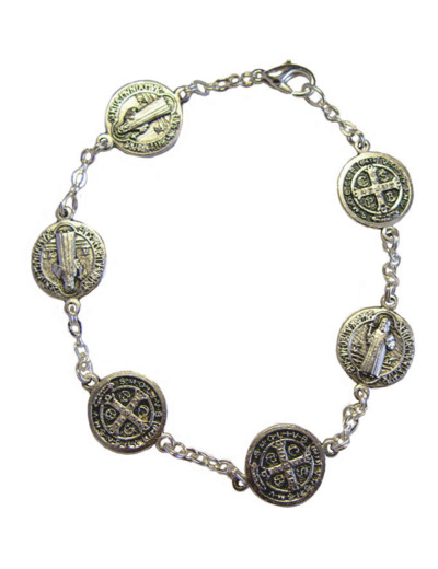 Bracelet Dizainier Perles St Benoît D9X3mm en Métal Argenté