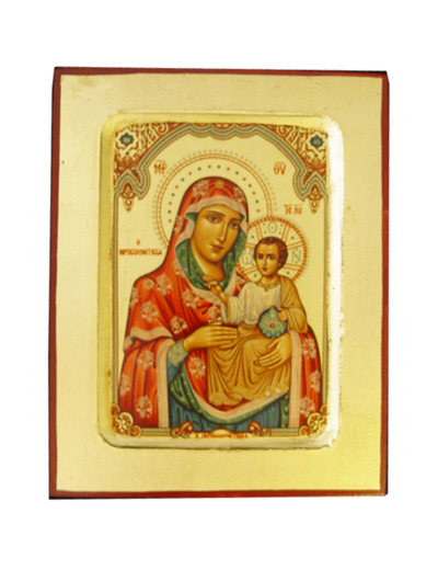 Icône dorée incurvée 14*18cm - VIERGE JERUSALEM ROUGE