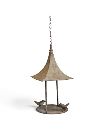 Mangeoire oiseau à suspendre brune 40x19x18cm