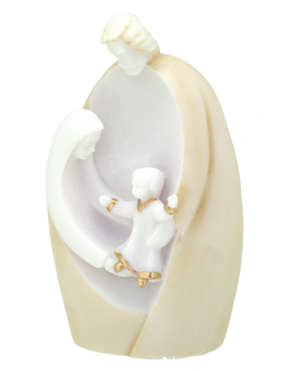 Sainte Famille -Statue en albâtre 12cm -Beige et Or