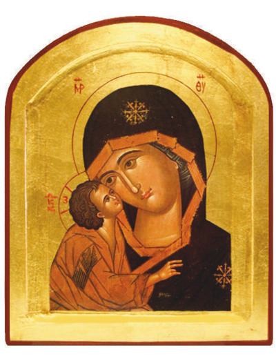 Icône dorée incurvée arrondie 24*30cm - VIERGE VLADIMIR DETAIL