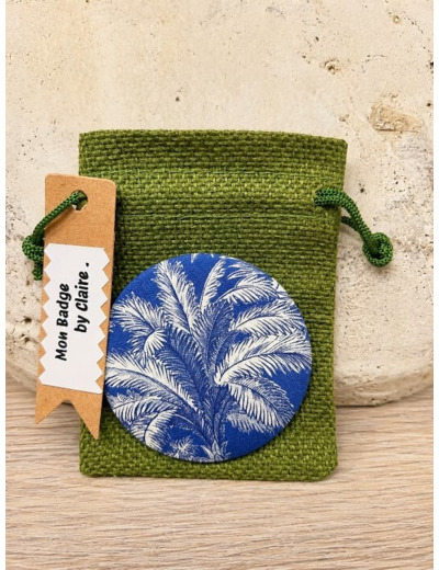 Badge Toile de Jouy palmier-Création française
