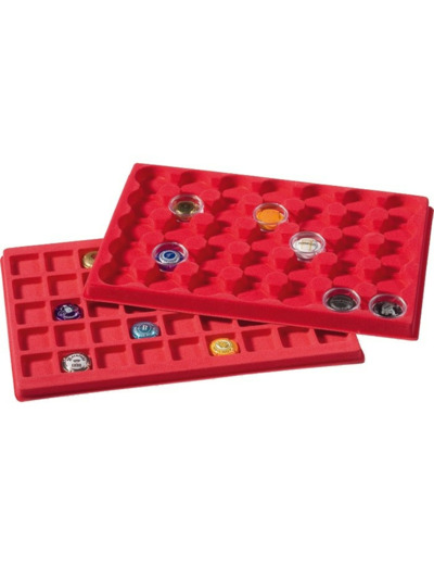 PLATEAUX L 45 CASES  ROUGE POUR MONNAIES SOUS CAPSULES 303068