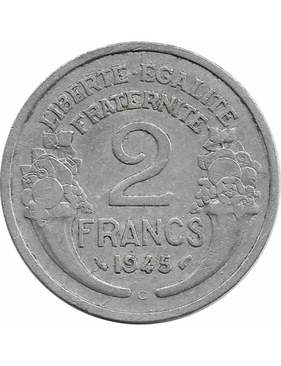 FRANCE 2 FRANCS MORLON ALU 1945 C TB+