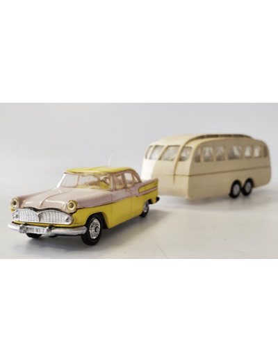 SIMCA CHAMBORD ROSE et JAUNE CARAVANE HENON NOREV PLASTIQUE 1/43 (N3)