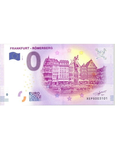 ALLEMAGNE 2017-1 FRANKFURT ROMERBERG BILLET SOUVENIR 0 EURO TOURISTIQUE NEUF