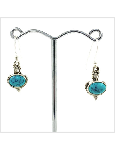 Boucles d'oreilles Turquoise et Argent Massif