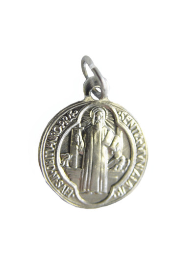 Médaille 40mm en Métal Argenté - St Benoît / CROIX