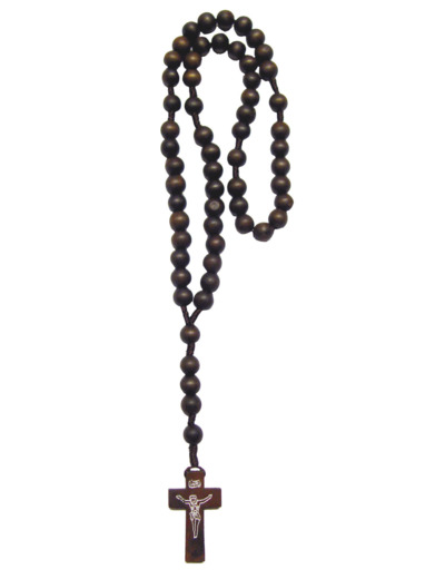 Chapelet en Bois sur Corde - MARRON FONCE