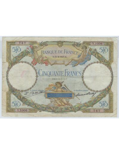 FRANCE 50 FRANCS L.O. MERSON 31-8-1927 Y.1006 TB+