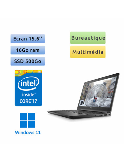 Dell Latitude 5580 - Windows 11 - i7 16Go 500Go SSD - 15.6 - Webcam - Ordinateur Portable PC