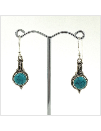 Boucles d'oreilles Turquoise et Argent Massif