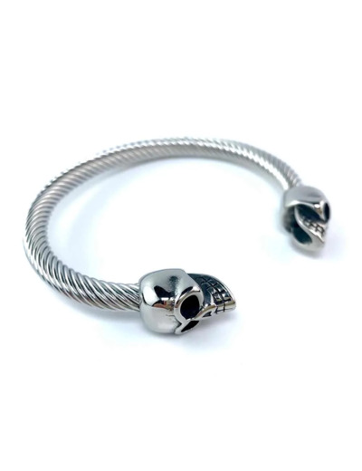 Jonc tête de Mort Homme Acier Inox