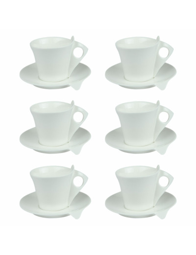 Coffret de 6 tasses à café et sous tasses LIBRA 10 cl