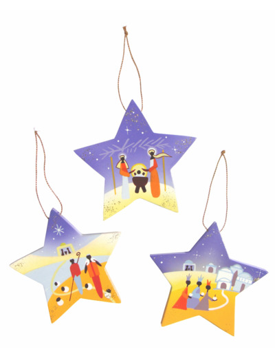 Set 3 étoiles bleues 9cm