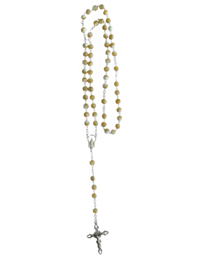 Chapelet avec Perles en Nacre sur Chaîne en Argent 925 - CAFE 6mm