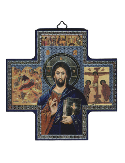 Croix Icône 15x15cm - Christ Pantocrator