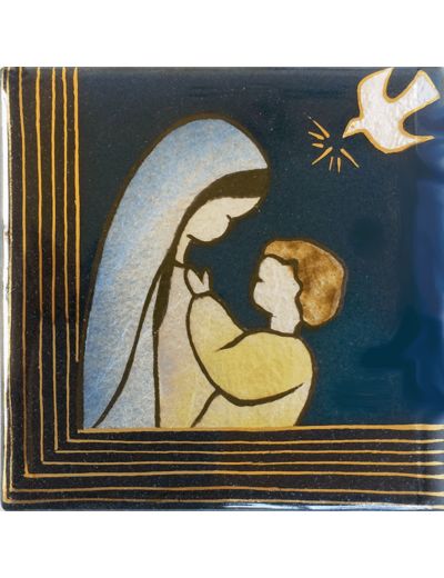 Vierge à la fenêtre 8,1X8,1cm - EMAUX DU LIBAN