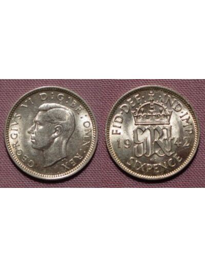 GRANDE BRETAGNE 6 PENCE 1942 TTB+