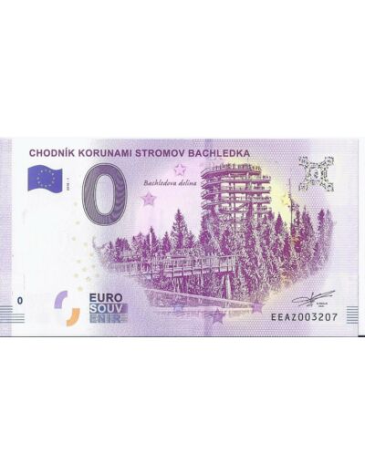 SLOVAQUIE 2018-1 CHODNIK KORUNAMI STROMOV BACHLEDKA BILLET SOUVENIR 0 EURO