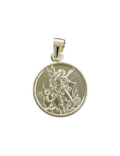 Médaille en Plaqué Or 14mm/Base Argent 925  - ST MICHEL AVEC BORD