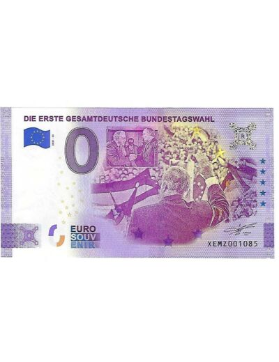 ALLEMAGNE 2021-25 DIE ERSTE GESAMTDEUTSHE BUNDESTAGSWAHL BILLET SOUVENIR 0 EURO