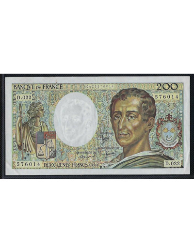 FRANCE 200 FRANCS MONTESQUIEU 1984 SERIE D .022 SUP