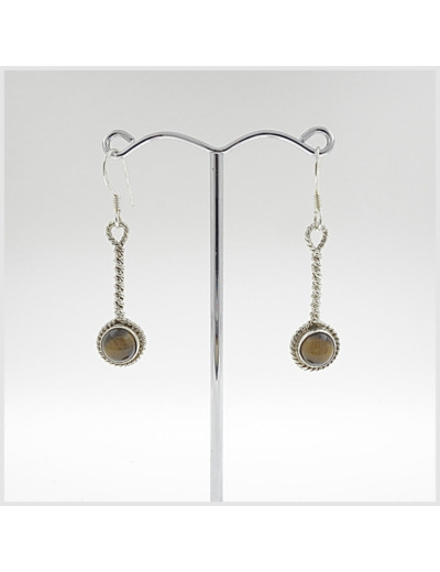 Boucles d'oreilles Oeil de tigre et Argent Massif