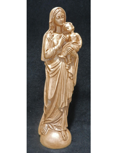 Vierge à l'enfant résine ton BOIS 20 cm