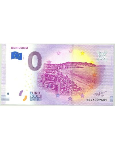 ESPAGNE 2019-1 BENIDORM BILLET SOUVENIR 0 EURO TOURISTIQUE NEUF