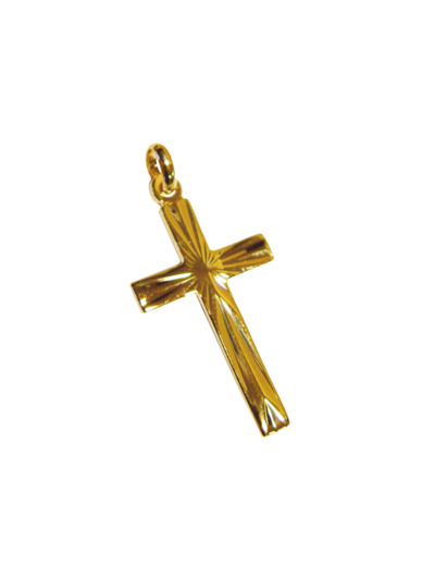 Croix en Plaqué Or 25mm - DIAMANTÉE
