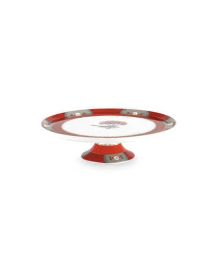 Plat Gateau Porcelaine Blushing Bird Rouge