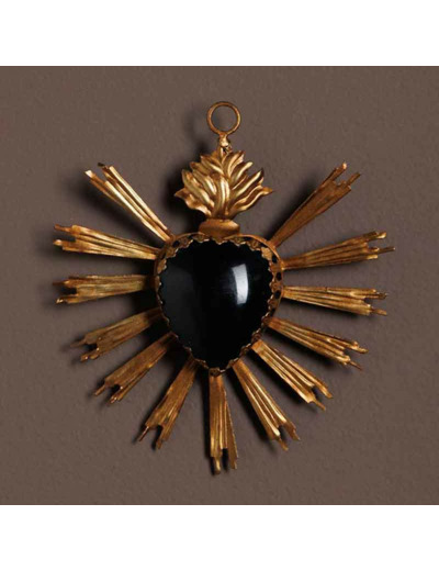 Ex-voto coeur noir 10x2x10cm
