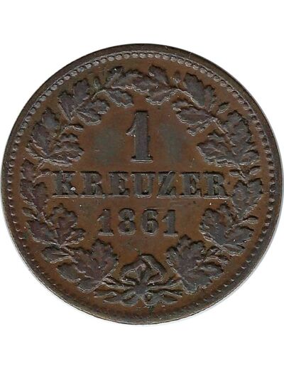 ALLEMAGNE NASSAU 1 KREUZER 1861 TTB