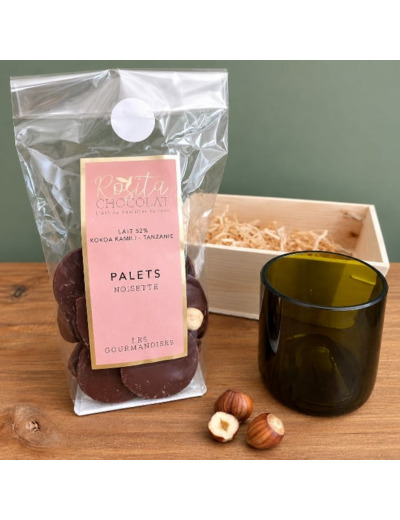 Coffret Chocolat & Tasse Artisanale de Touraine - Palets Noisette & Verre Recyclé