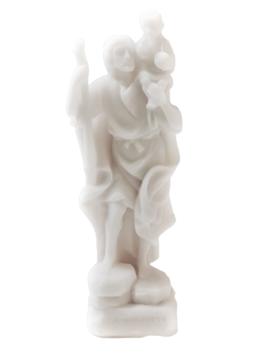 Saint Christophe - Statue en albâtre 17cm -Blanc