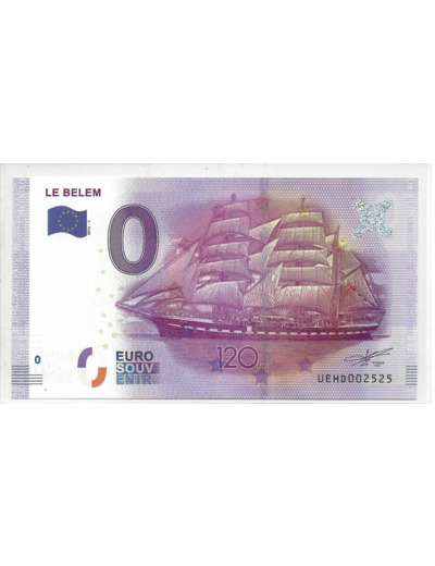 37 TOURS LE BELEM BILLET SOUVENIR Numero 2525  0EURO TOURISTIQUE 2016-1 NEUF