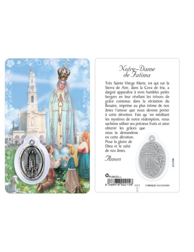 Carte-prière avec insertion VIERGE DE FATIMA-100e anniversaire appari