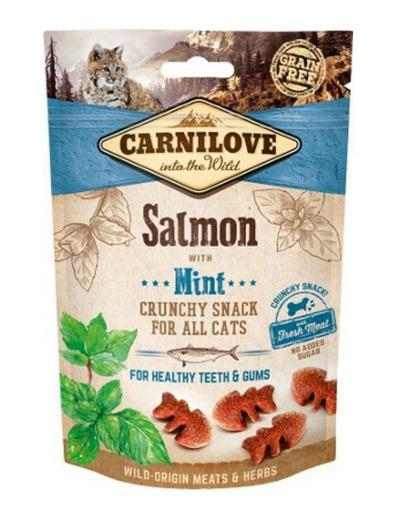 CAT CRUNCHY SNACK SAUMON/MENTHE 50G CARNILOVE