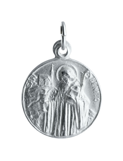 Médaille 17mm en Argent 925 - St Benoît ABBÉ