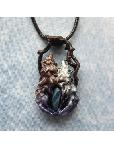 Pendentif "Hati et Sköll" pierre naturelle Apatite