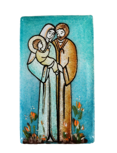 Sainte Famille turquoise 9,5X5,5cm - EMAUX DU LIBAN