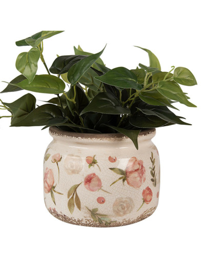 Pot de fleurs intérieur céramique beige rose 15x20x20cm