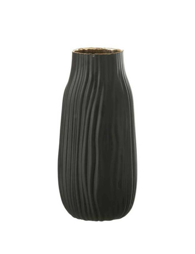 Vase rainure noir or medium 12x12x26cm